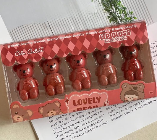 Pack Of 05 Matt Teddy Bear Lip Gloss | Lip Gloss For Girls | Lip Gloss For Women | Best Quality Lip Gloss ( Random Shades )